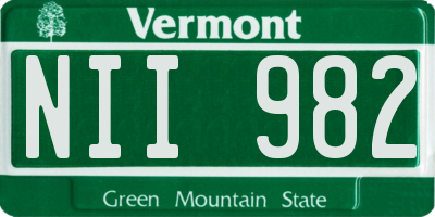 VT license plate NII982