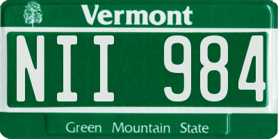 VT license plate NII984