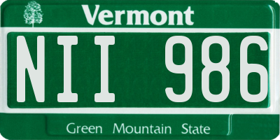 VT license plate NII986