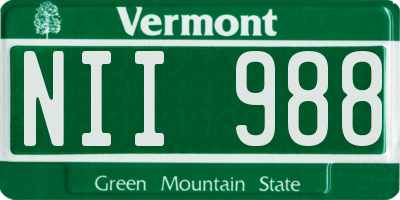 VT license plate NII988