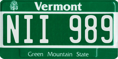 VT license plate NII989
