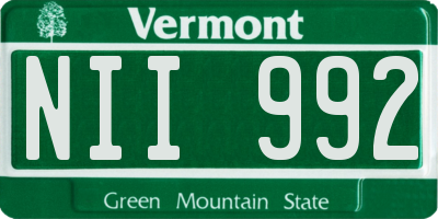 VT license plate NII992