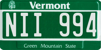 VT license plate NII994