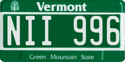 VT license plate NII996