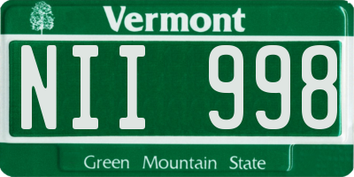 VT license plate NII998