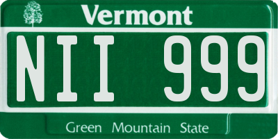VT license plate NII999