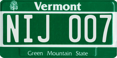 VT license plate NIJ007