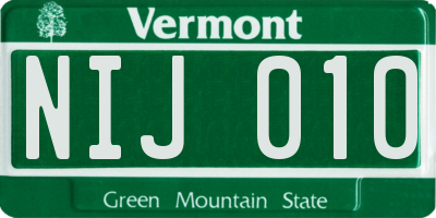 VT license plate NIJ010