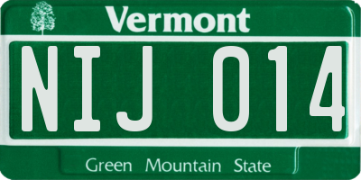 VT license plate NIJ014