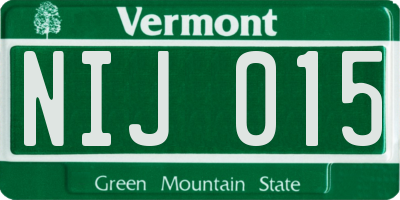 VT license plate NIJ015