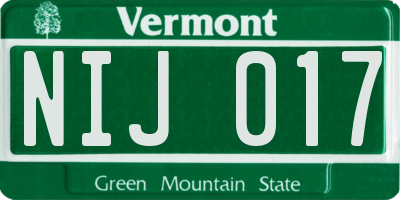 VT license plate NIJ017