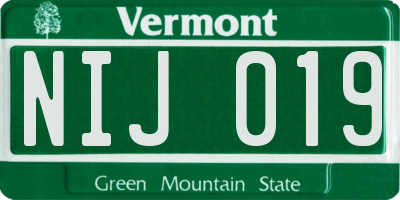 VT license plate NIJ019