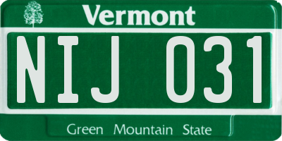 VT license plate NIJ031