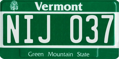 VT license plate NIJ037