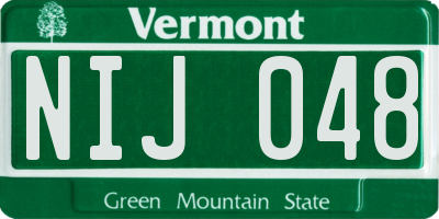 VT license plate NIJ048