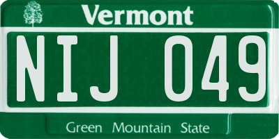 VT license plate NIJ049