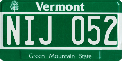 VT license plate NIJ052
