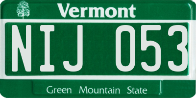 VT license plate NIJ053