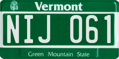 VT license plate NIJ061