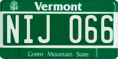 VT license plate NIJ066