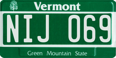 VT license plate NIJ069