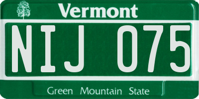 VT license plate NIJ075