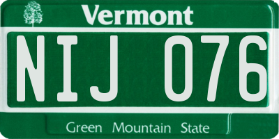 VT license plate NIJ076