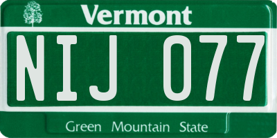 VT license plate NIJ077