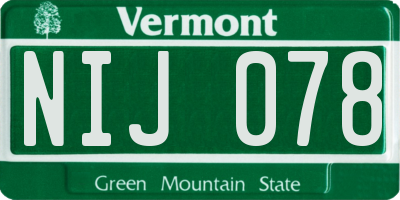 VT license plate NIJ078