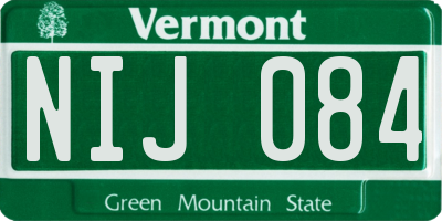 VT license plate NIJ084