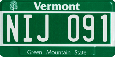 VT license plate NIJ091