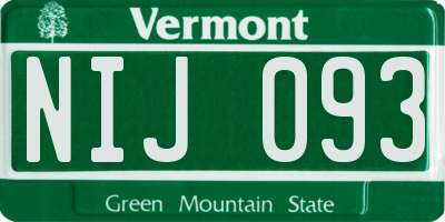 VT license plate NIJ093
