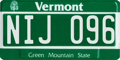 VT license plate NIJ096