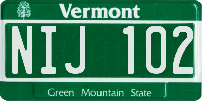 VT license plate NIJ102