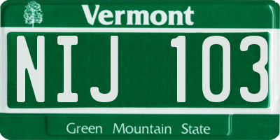 VT license plate NIJ103