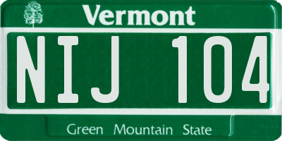 VT license plate NIJ104
