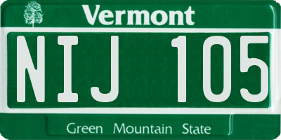 VT license plate NIJ105