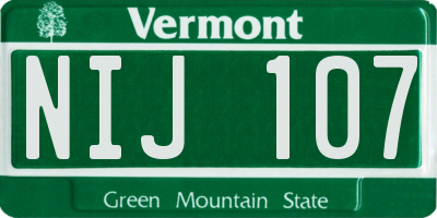 VT license plate NIJ107