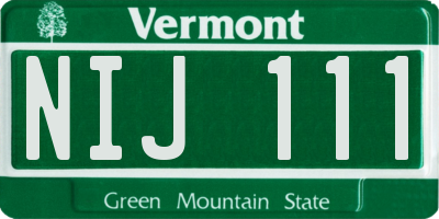 VT license plate NIJ111