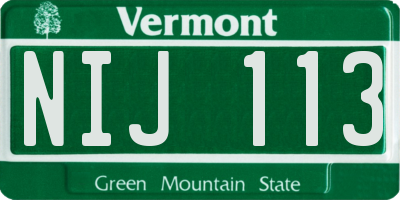VT license plate NIJ113