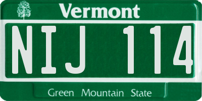 VT license plate NIJ114
