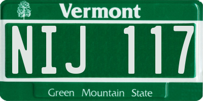 VT license plate NIJ117