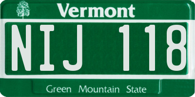 VT license plate NIJ118