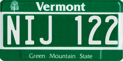 VT license plate NIJ122