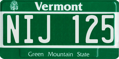 VT license plate NIJ125