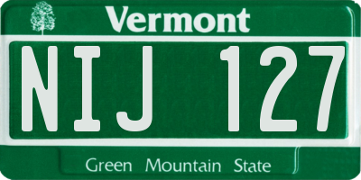 VT license plate NIJ127