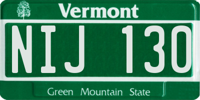 VT license plate NIJ130
