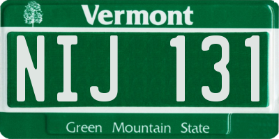 VT license plate NIJ131