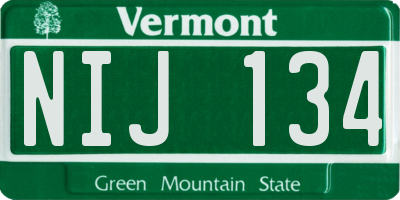 VT license plate NIJ134