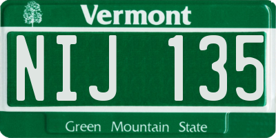 VT license plate NIJ135